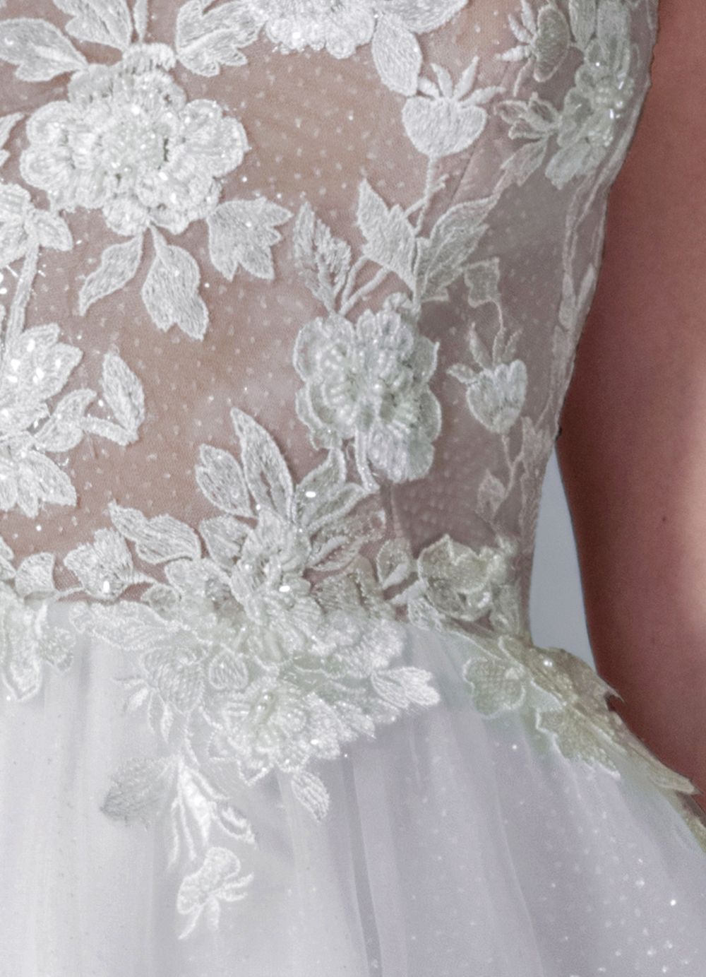 Add glitter tulle to the dress – Marabella Bridal
